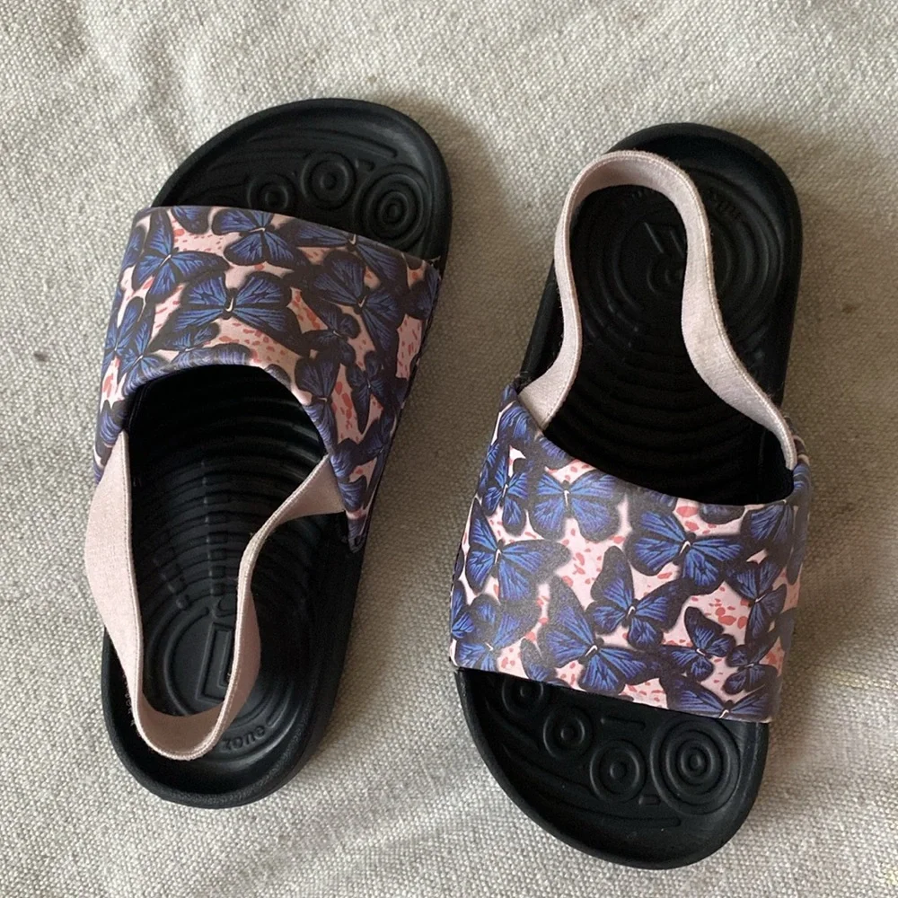 NIKE Kawa Slide Sandals Butterfly Pink Blue Slip On Strap